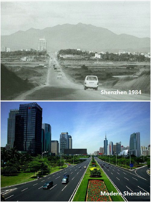 Before and after comparison of Shenzen